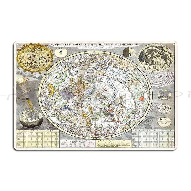 Custom Star Map - 南の星空の星図メタルサイン壁飾りパブ壁壁画パーティーカスタマイズブリキサインポスター