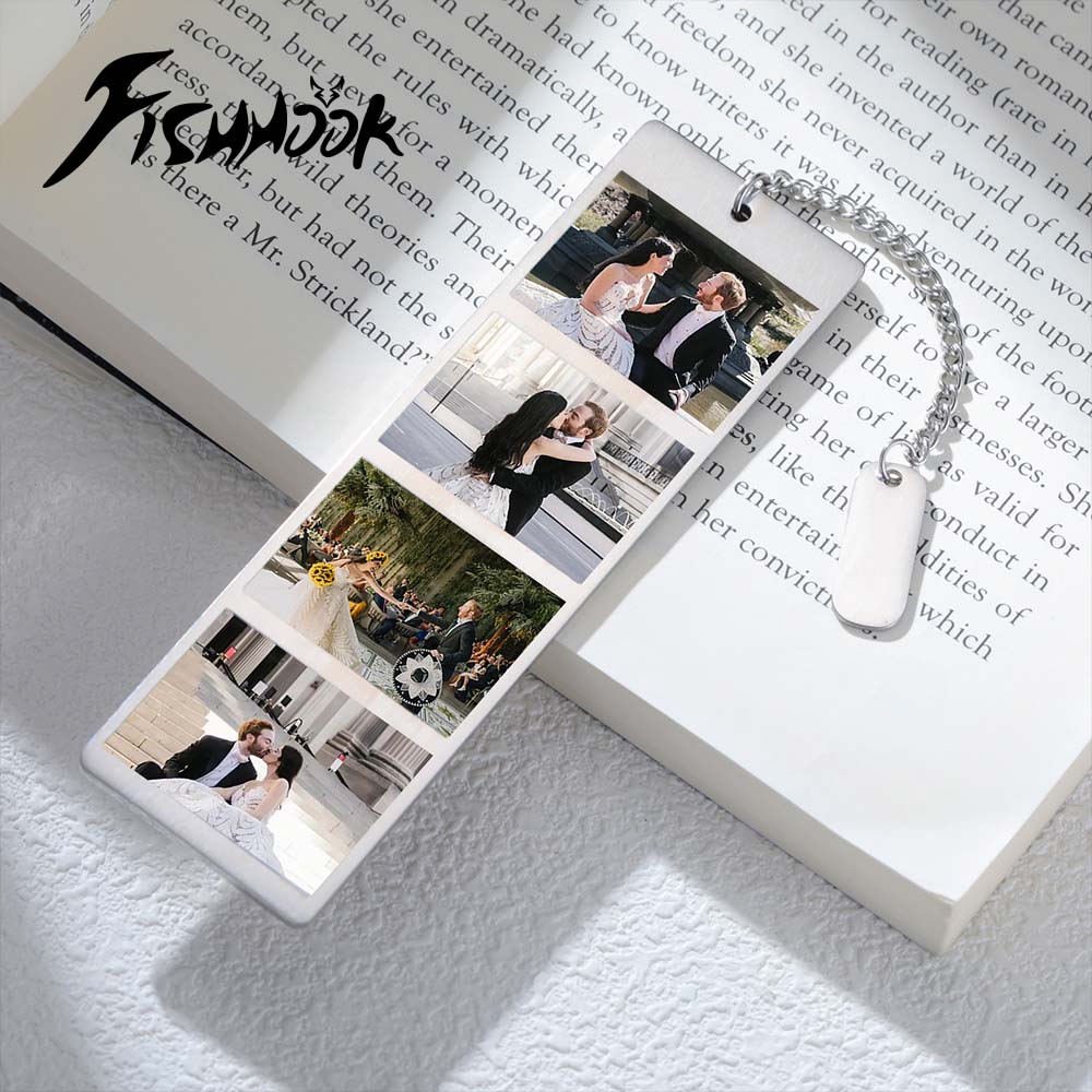 Custom Photo Book - カップルお揃いブックマーク カスタムページプリント写真入り パーソナライズウェディングバレンタインブックマーク 男性女性家族向け ステンレス製