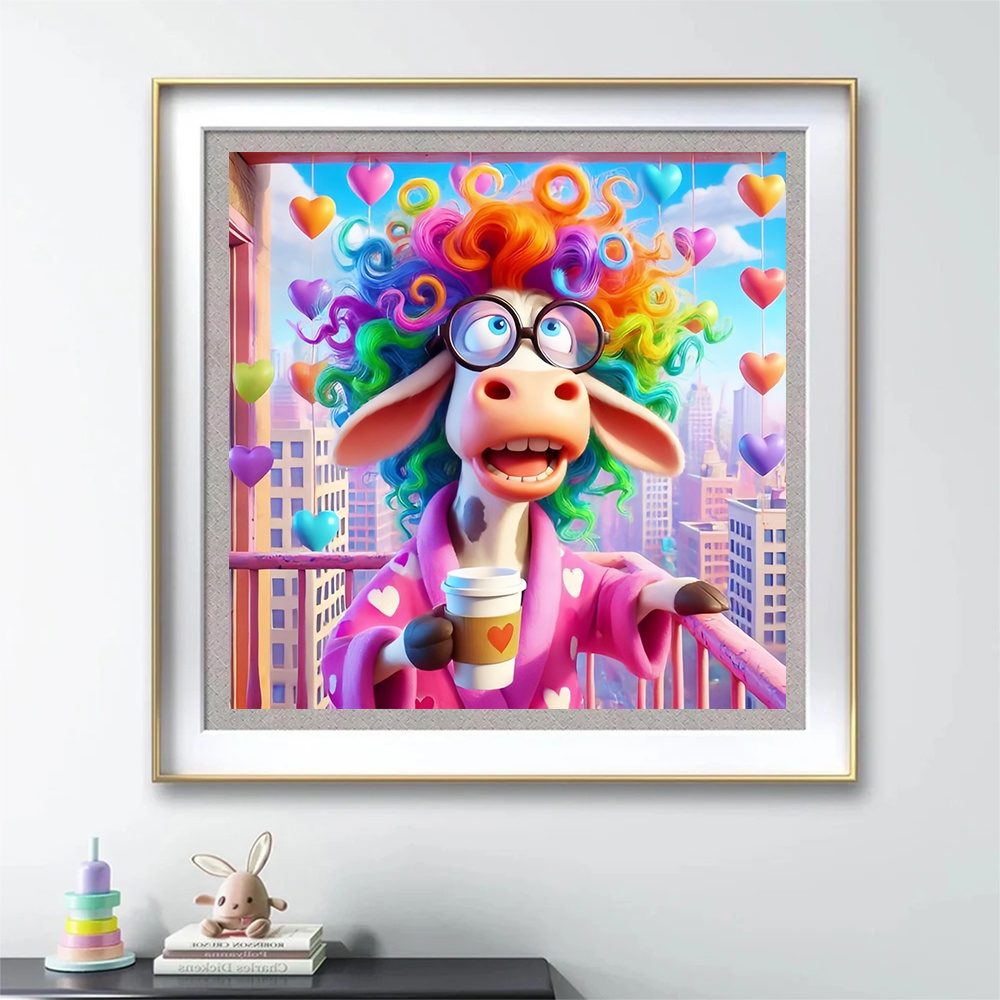 エバーシャイン-牛の動物のダイヤモンド絵画,完全な正方形の丸 - Photo Mosaic Print のレビューと価格