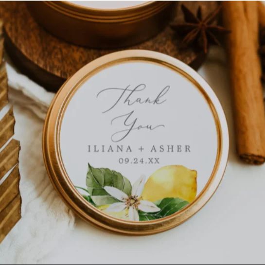 カスタムレモン結婚式ありがとうステッカーベビーシャワーの好意 - Personalised Candle Label のレビューと価格