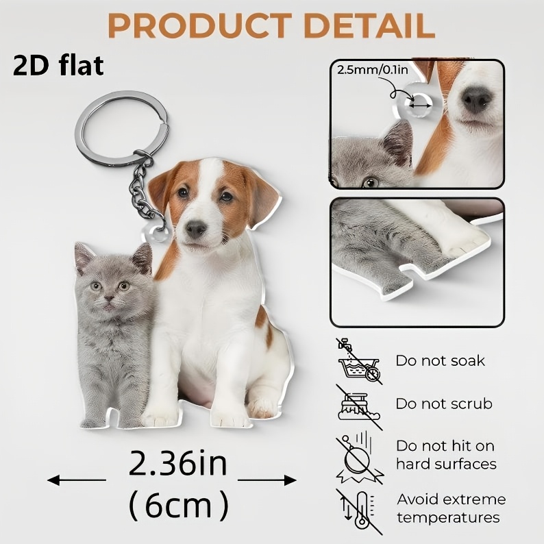 パーソナライズされたカスタムアクリルキーホルダー、肖像画、ペ - Pet Portrait Custom のレビューと価格