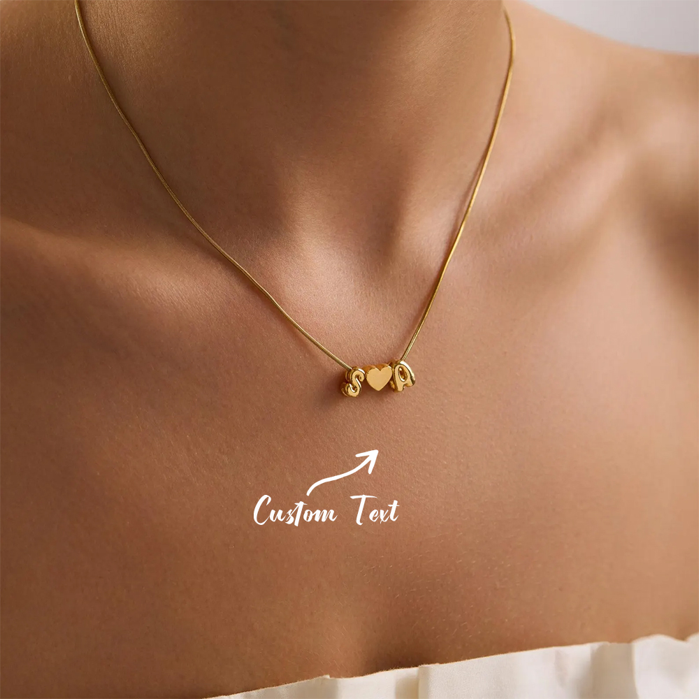 カスタム2文字イニシャルネーム3Dバブルハートネックレスステ - Name Necklace Custom のレビューと価格