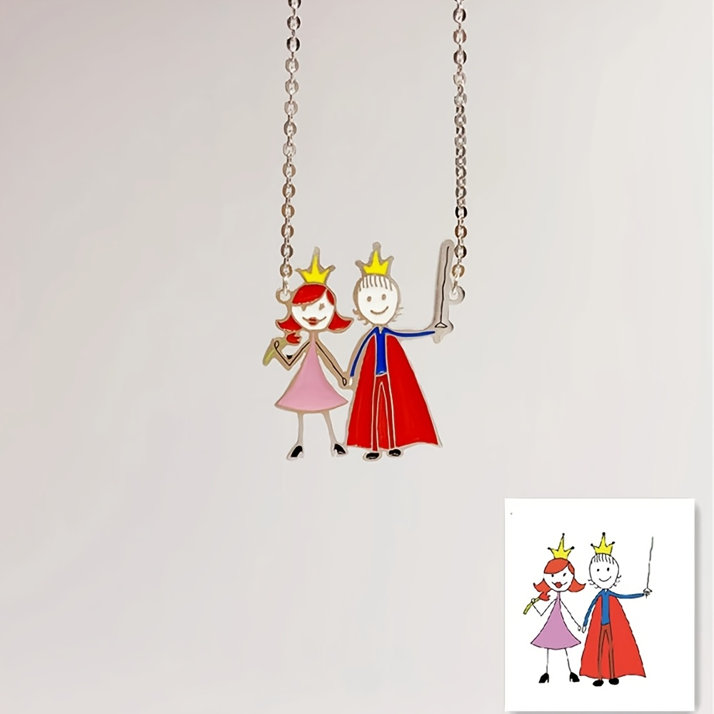 カスタムエナメルペンダントネックレス 子供の絵画制作チャーム - Name Necklace Custom のレビューと価格